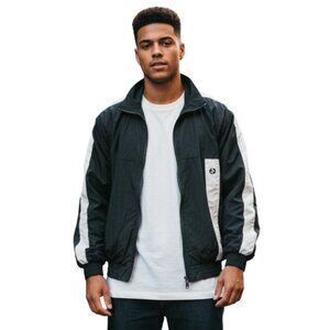 Ixspa Black White Windbreaker Jacket Small | Vintage 90s Track Retro Streetwear